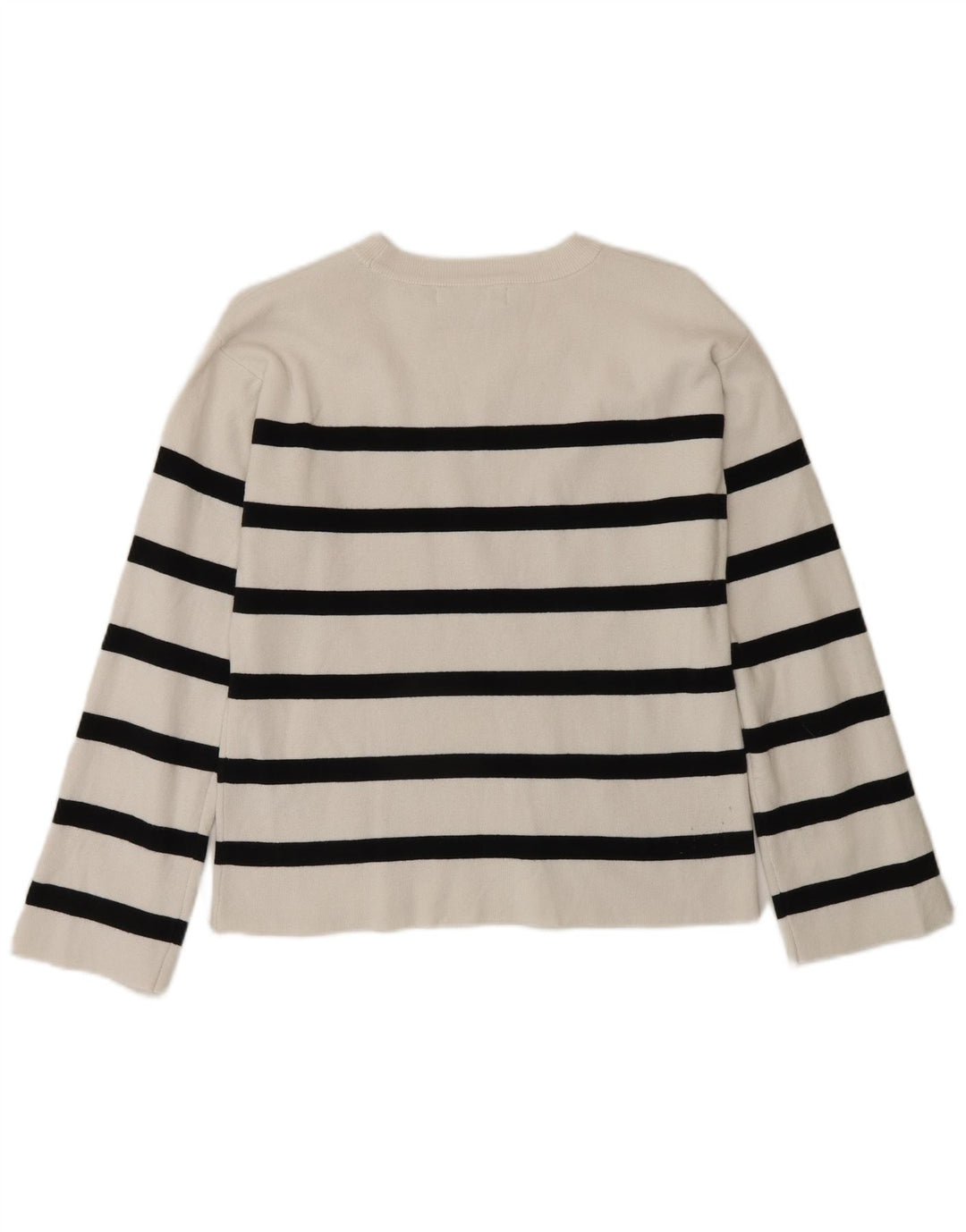 Marks & Spencer Dame Regular Bluse Top UK 10 Lille hvid stribet bomuld