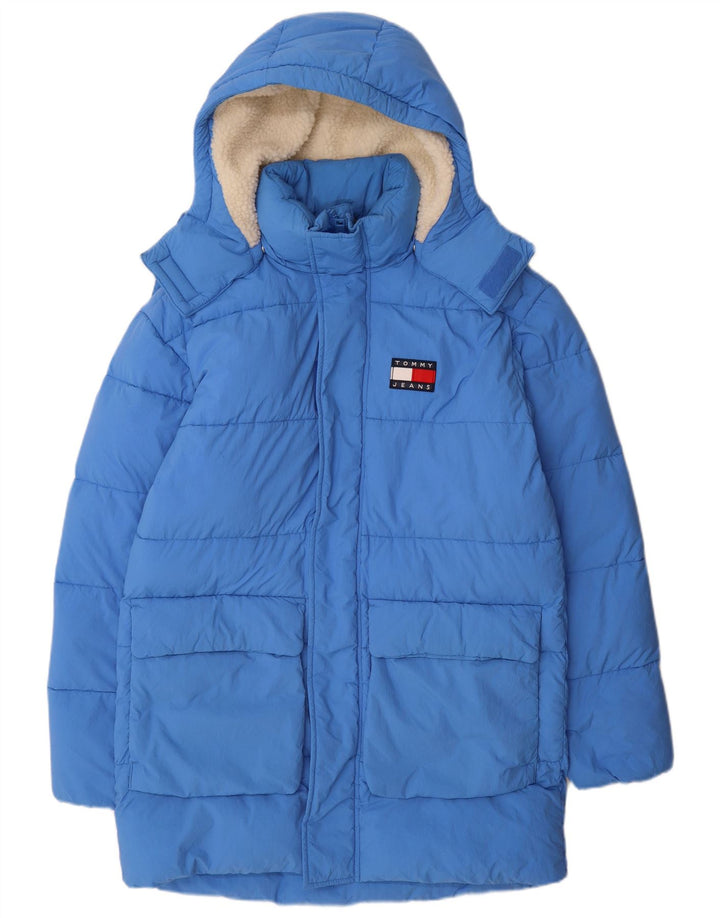 Tommy Hilfiger Herre hættepolstret frakke UK 36 Lille blå polyamid