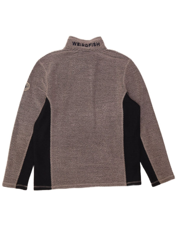 Weird Fish Herre Grafisk Zip Neck Sweatshirt Jumper Medium Grey Colourblock