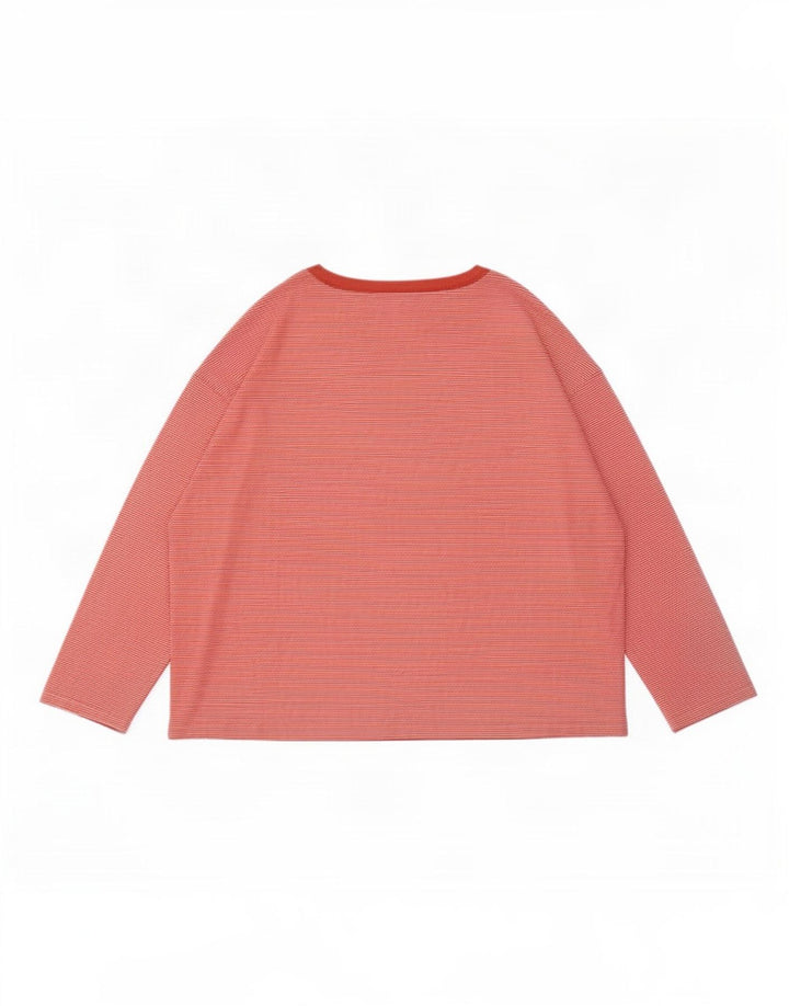 Marks & Spencer Dame Top Langærmet UK 20 2XL Rød Nålestribet Polyester
