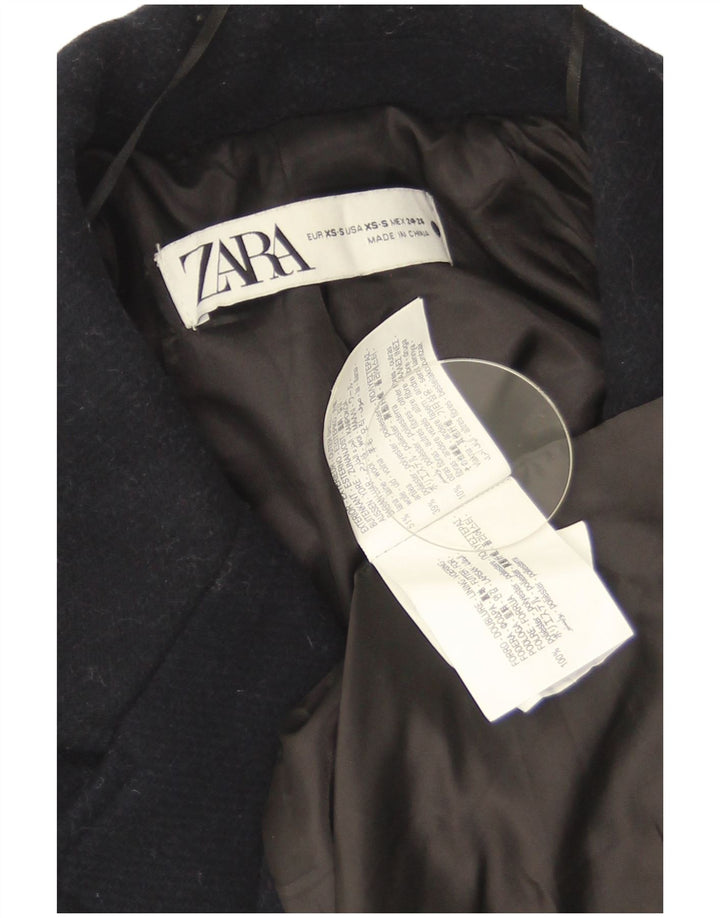 Zara Dame Oversized Overfrakke UK 6 XS Marineblå Uld