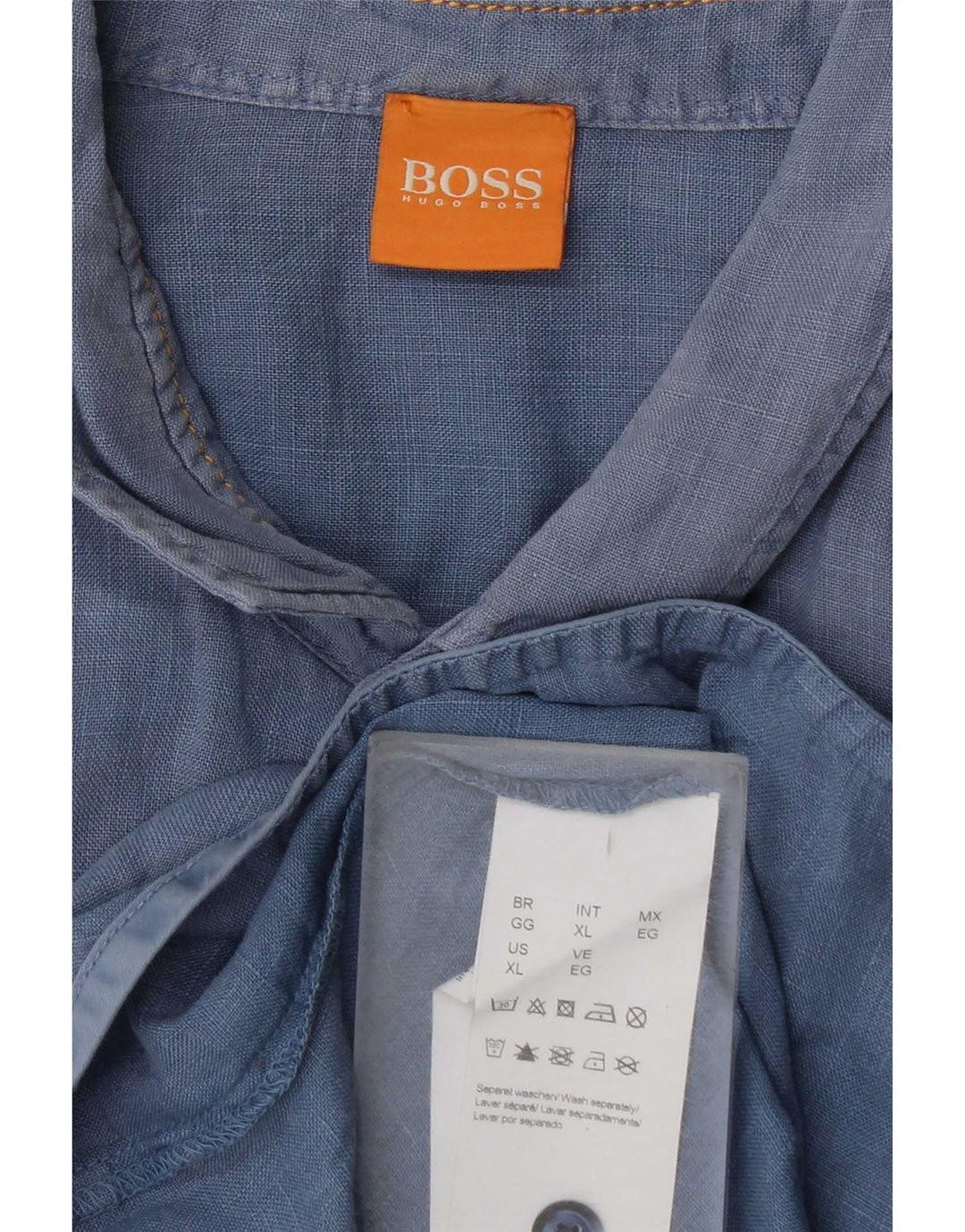 Hugo Boss Kortærmet Herreskjorte XL Blå Bomuld