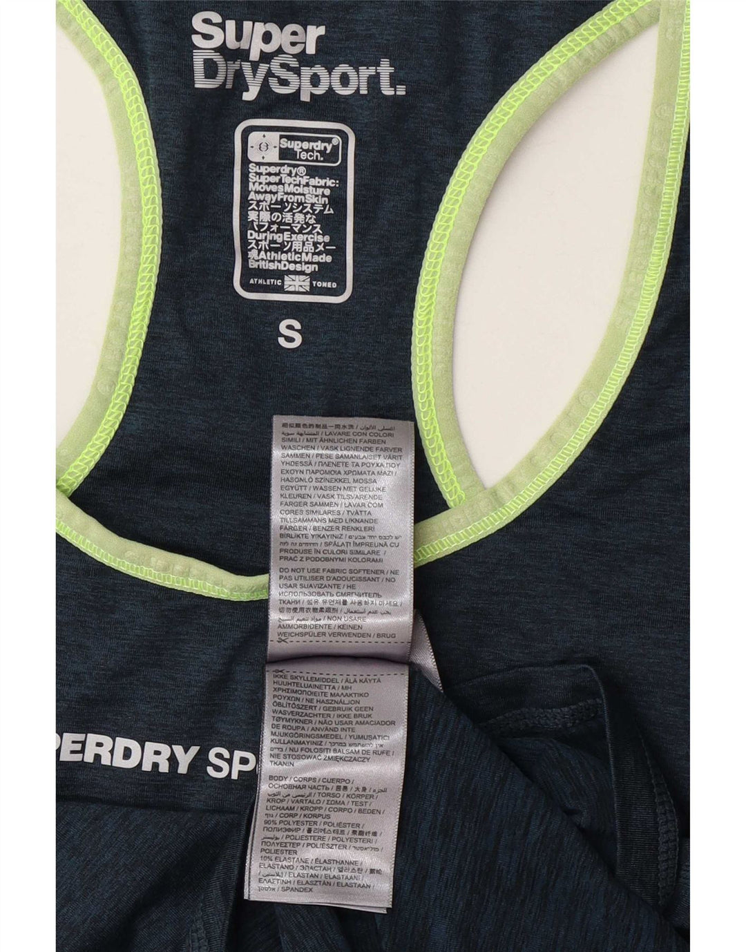 Superdry Grafisk Vest Top UK 10 Small Navy Blue Polyester til kvinder