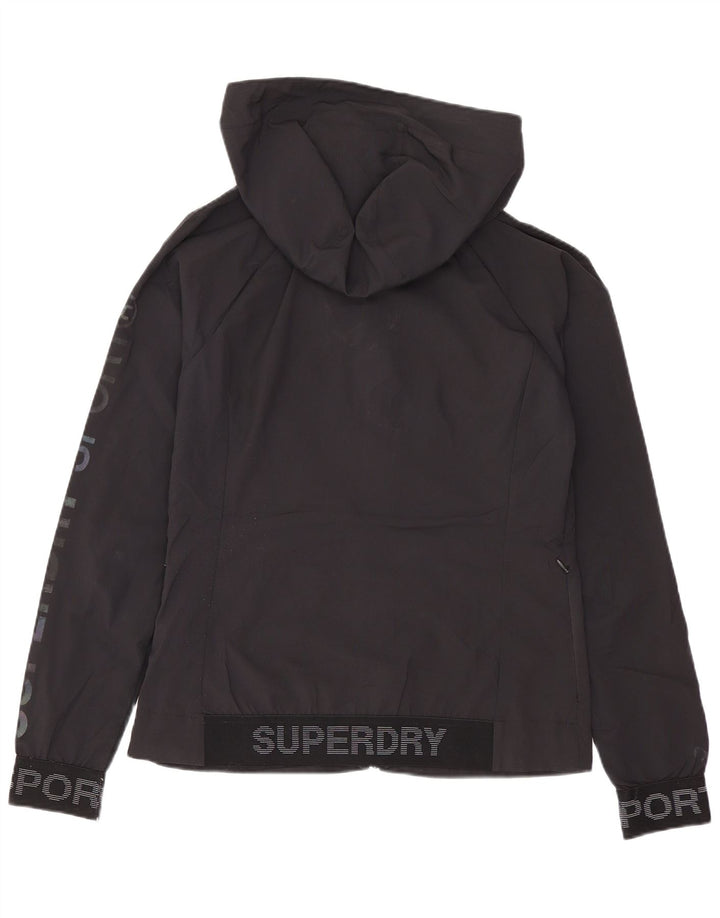 Superdry Windbreaker-jakke med hætte til kvinder UK 8 Lille sort polyester