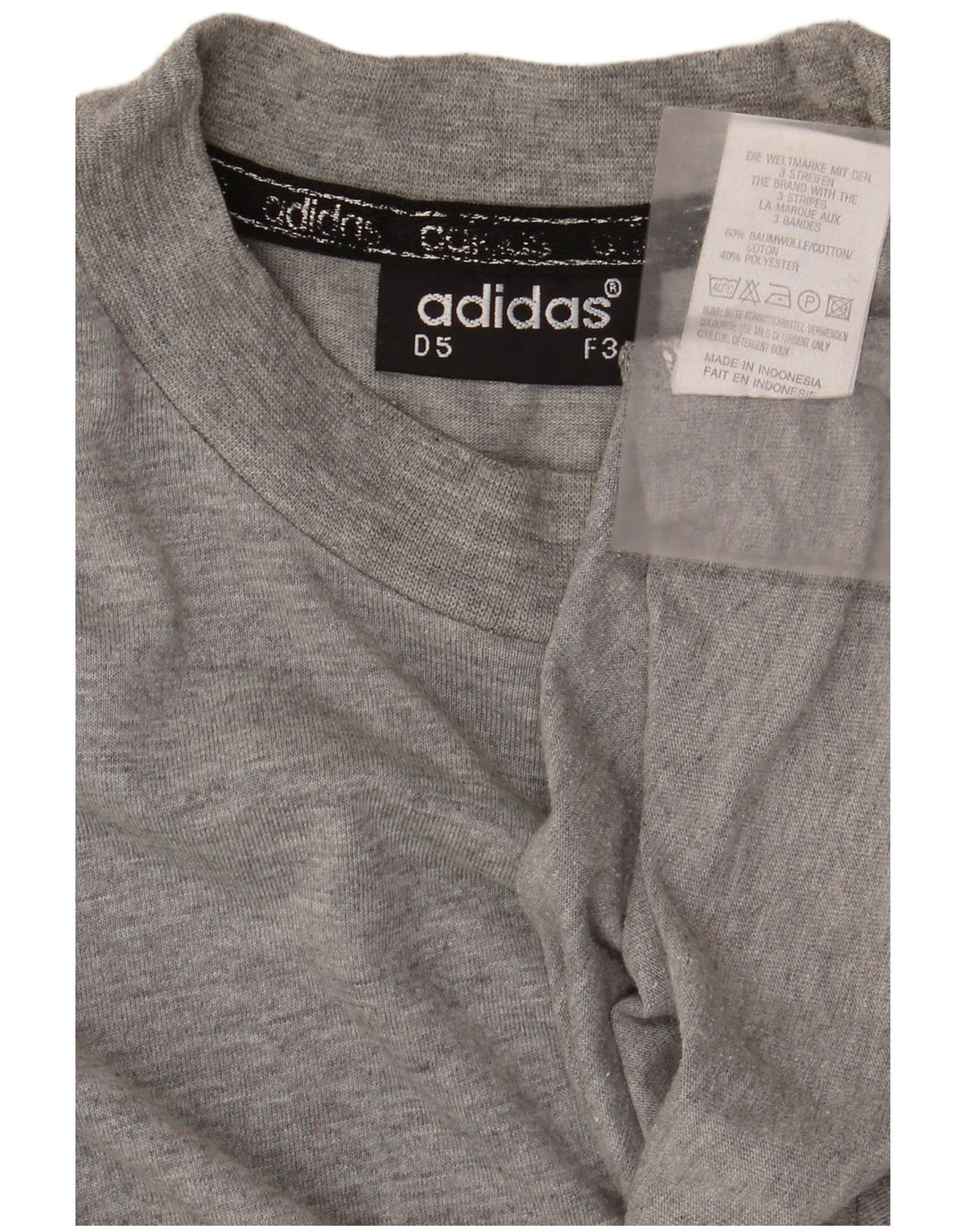 Adidas Herre Top Langærmet UK 38/40 Medium Grey Flecked Bomuld