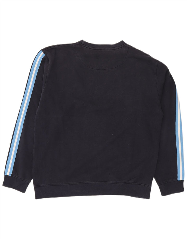 Sergio Tacchini Herre grafisk sweatshirt Jumper Large Navy Blue Colourblock