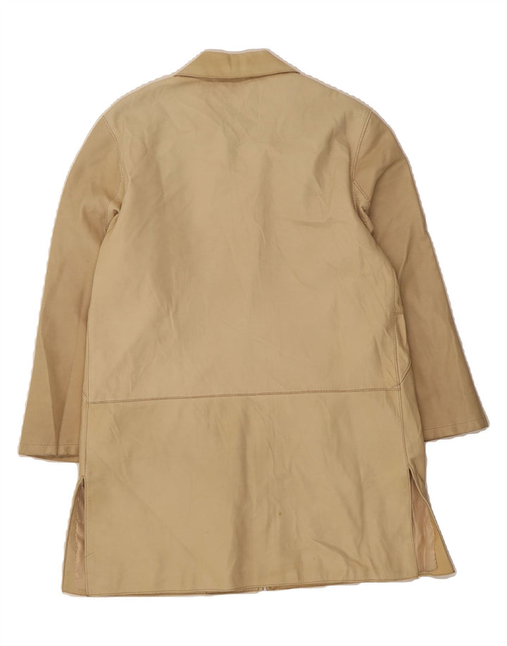 VINTAGE Womens Leather Coat UK 14 Medium Beige Vintage Vintage and Second-Hand Vintage from Messina Hembry 