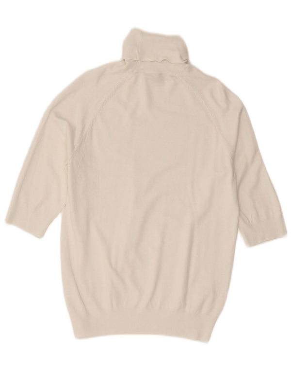 Zara Dame 3/4 ærmer rullehals sweater UK 14 Large White