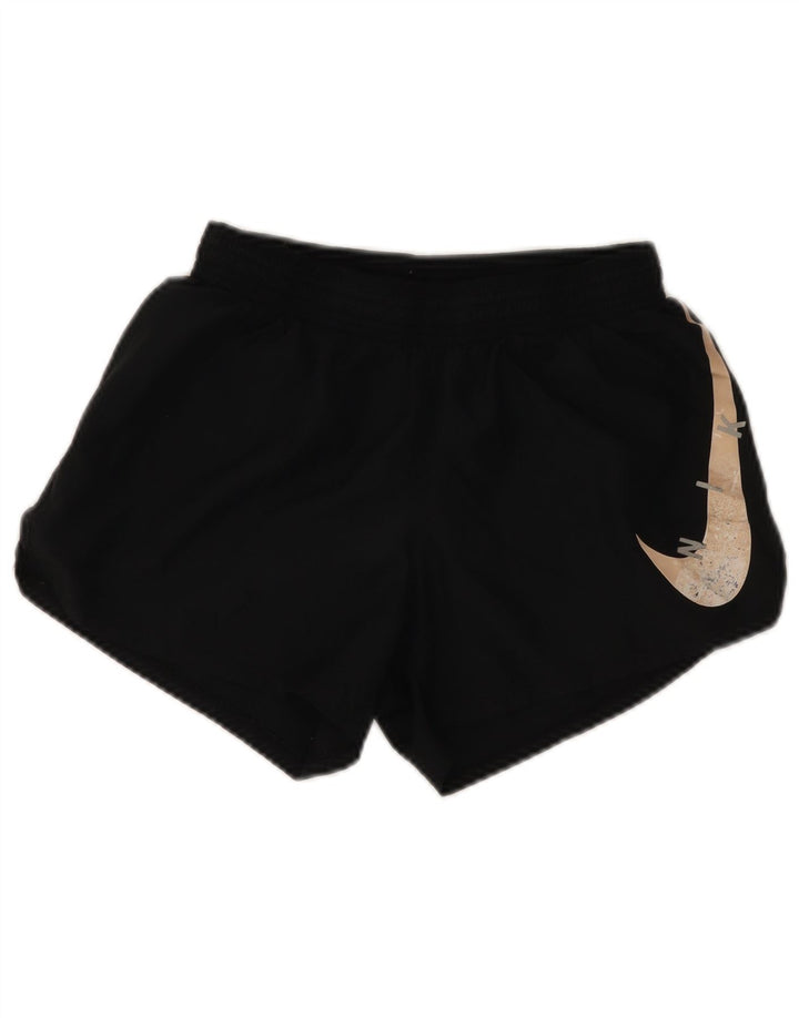 Nike Dame Dri Fit grafiske sportsshorts UK 8 Small Black