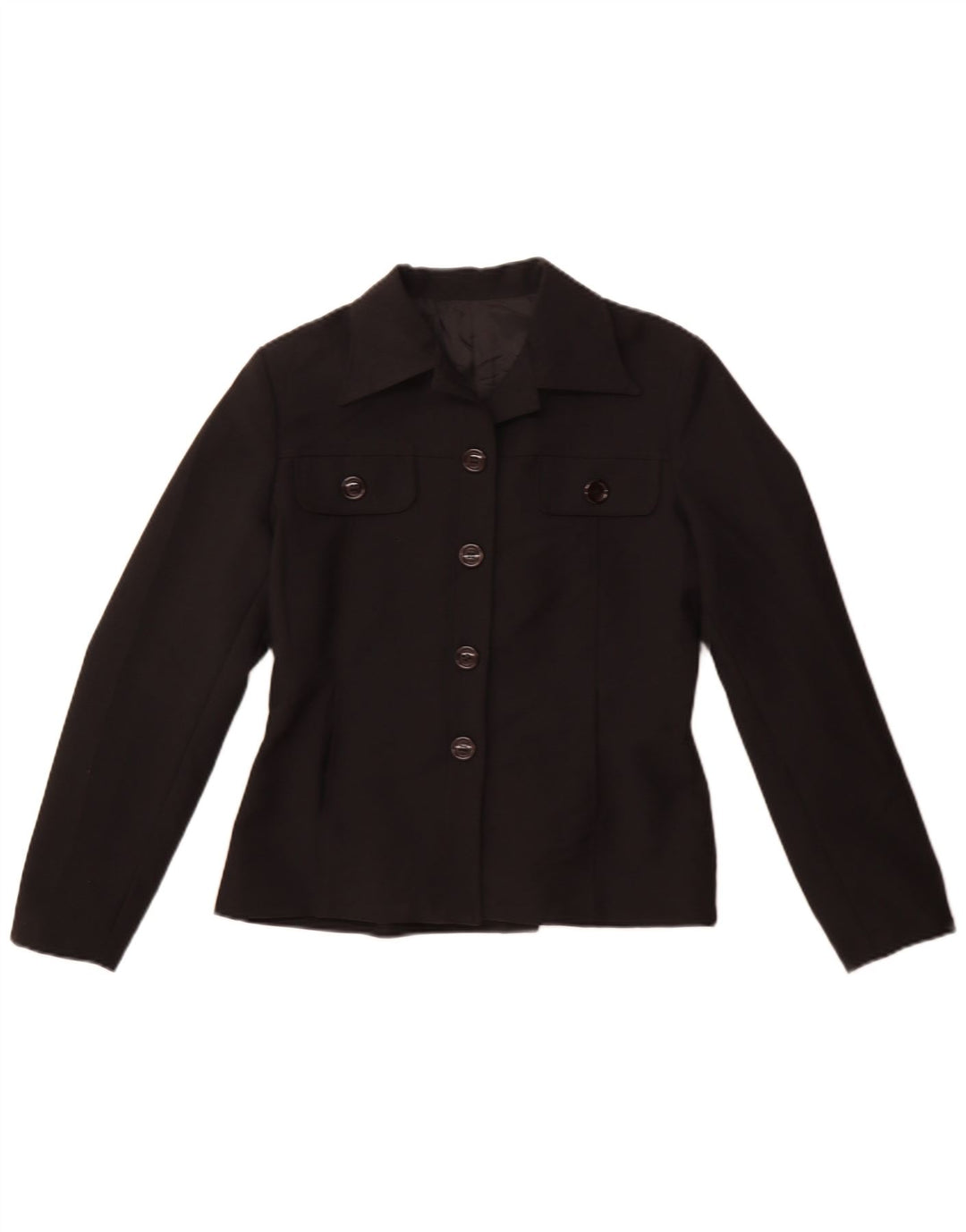 Vintage dame 4-knaps blazerjakke IT 44 Medium Sort Polyester