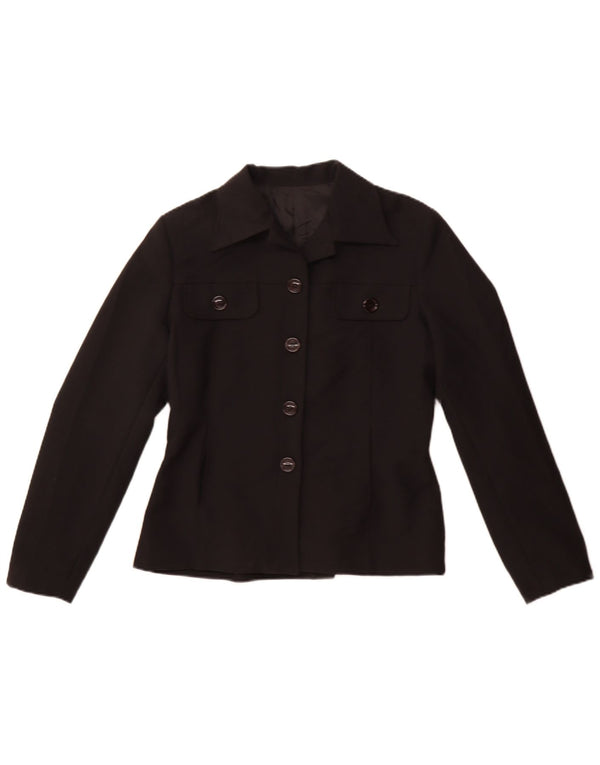 Vintage dame 4-knaps blazerjakke IT 44 Medium Sort Polyester