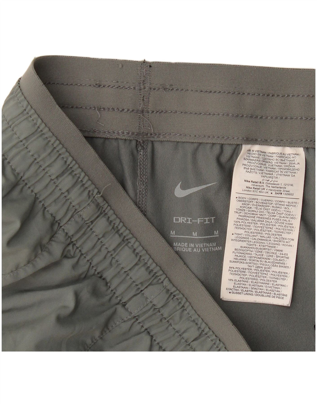 Nike Dame Dri Fit sportsshorts UK 14 Medium Grey Polyester