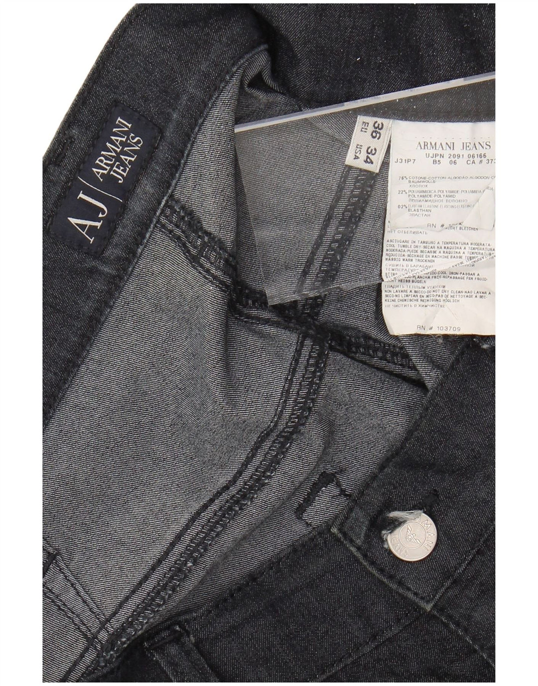 ARMANI Straight Jeans til mænd W36 L35 Marineblå Bomuld