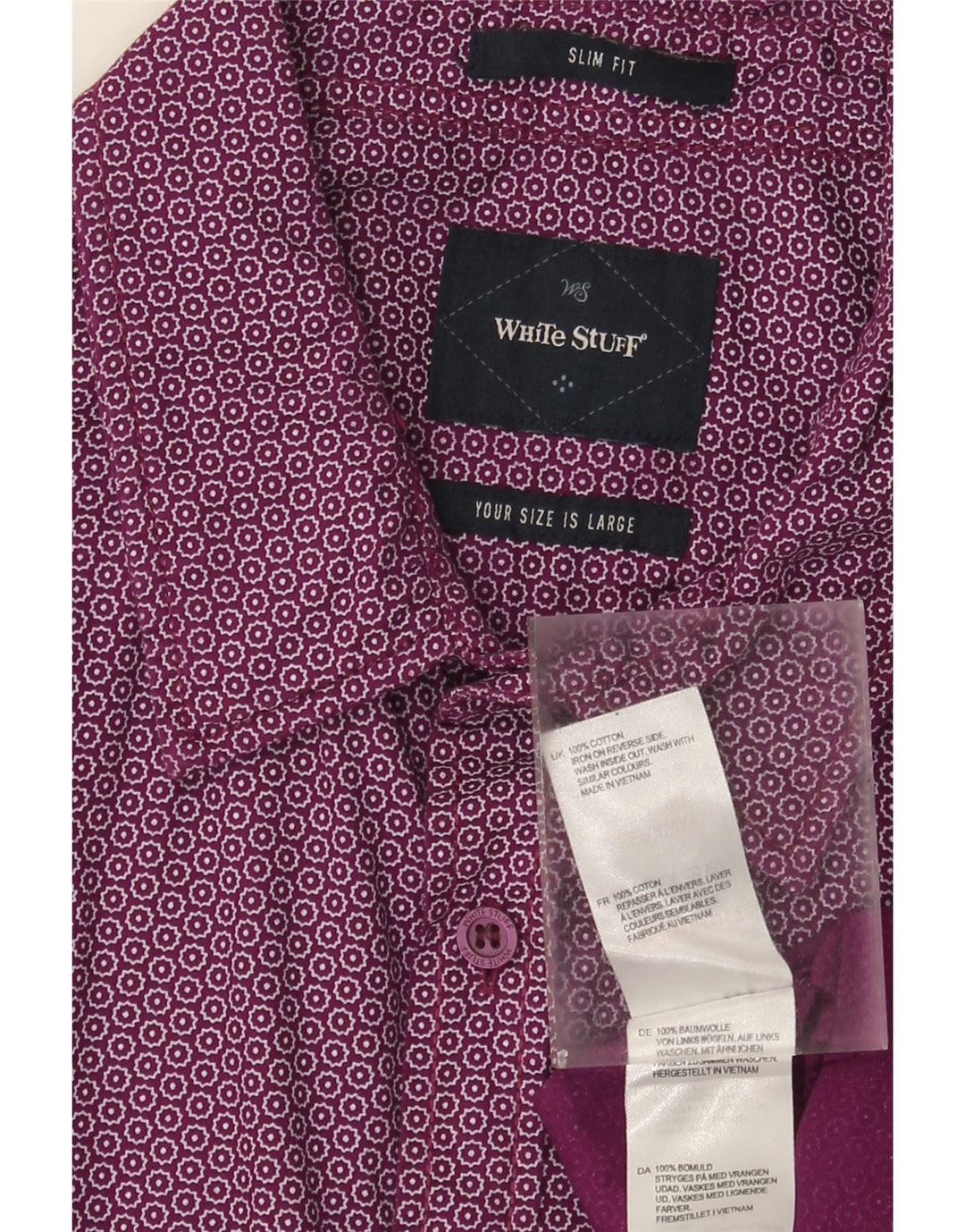 White Stuff Herre Slim Fit skjorte Stor lilla plettet bomuld