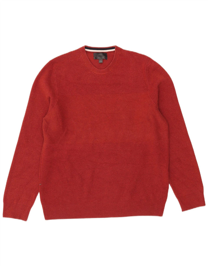 Marks & Spencer Herre sweater med rund hals, stor orange polyester