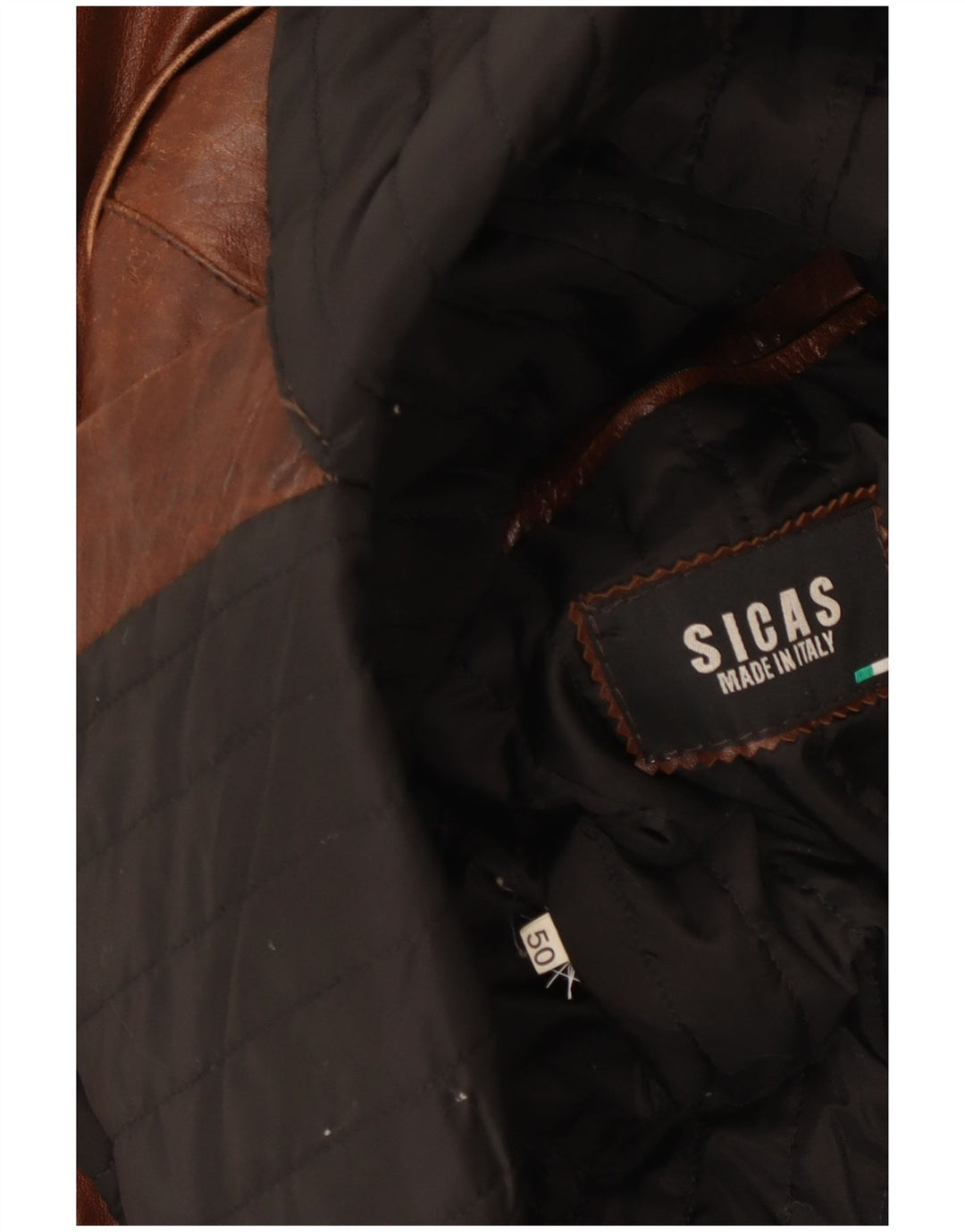 VINTAGE Herre Dobbeltradet Militær Læderfrakke IT 50 Stor Brun