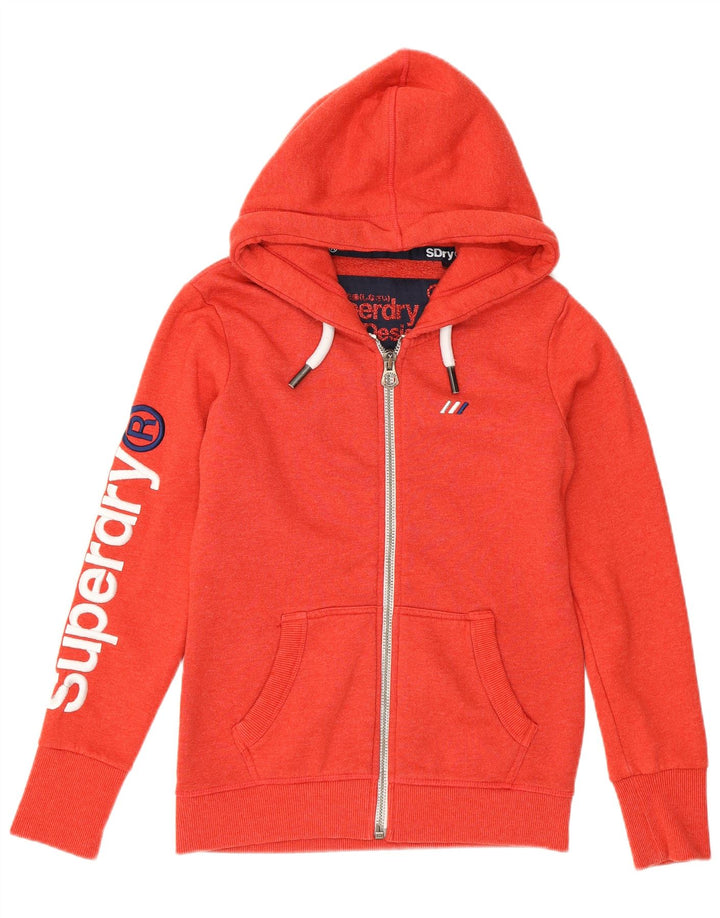 SUPERDRY Dame grafisk hættetrøje Sweater UK 8 Small Orange Bomuld