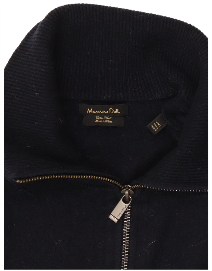 Massimo Dutti Herre Cardigan Sweater Stor Marineblå Bomuld