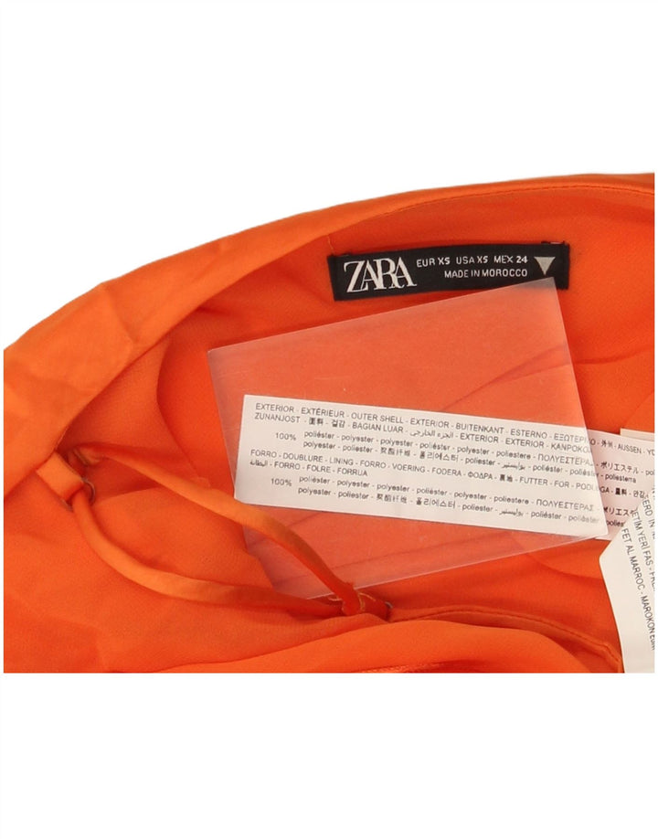 Zara Dame Slip Dress UK 4 XS Orange Polyester