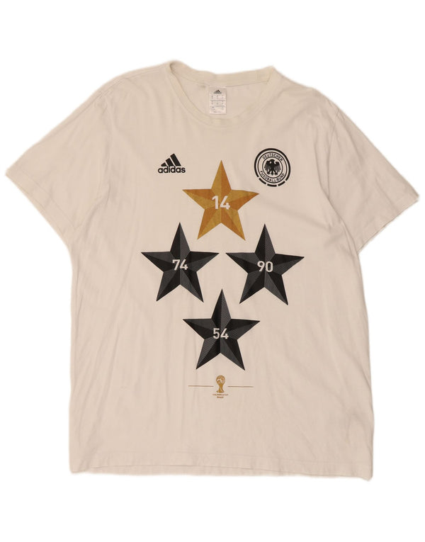 Adidas Herre Deutscher Fussball Bund Grafisk T-Shirt Top XL Hvid Bomuld