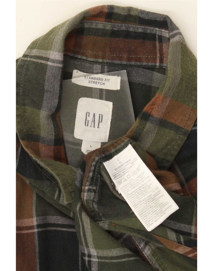 Gap Herre Standard Fit Flanellskjorte Stor grøn ternet bomuld