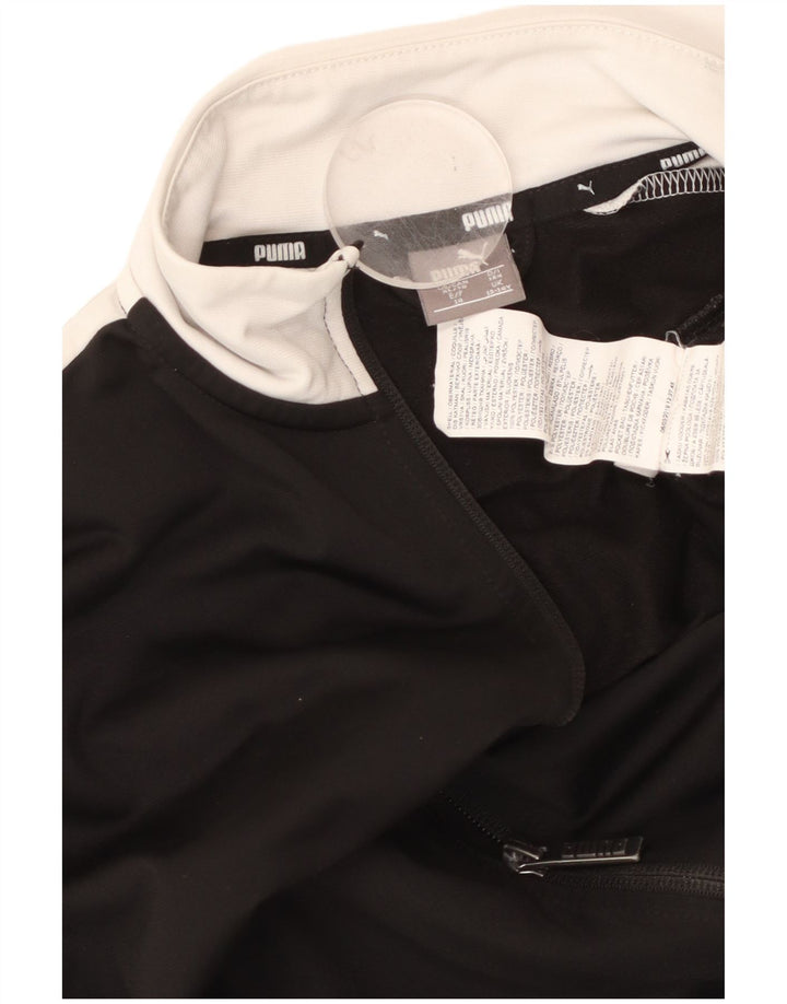 PUMA Boys Graphic Tracksuit Top Jacket 13-14 Years Black Colourblock
