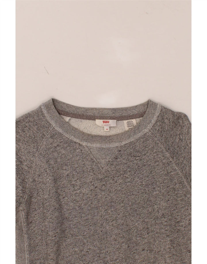 LEVI'S Womens Oversized Sweatshirt Jumper UK 6 XS Grey Cotton Vintage Levi's and Second-Hand Levi's from Messina Hembry 