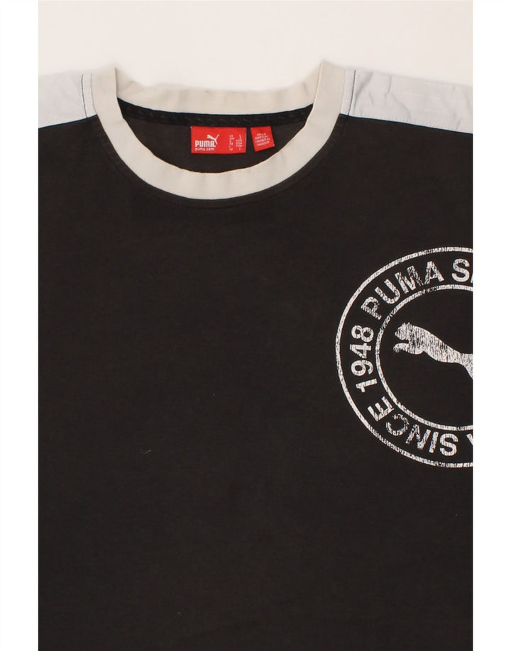PUMA Mens Graphic T-Shirt Top Large Black Cotton Vintage Puma and Second-Hand Puma from Messina Hembry 