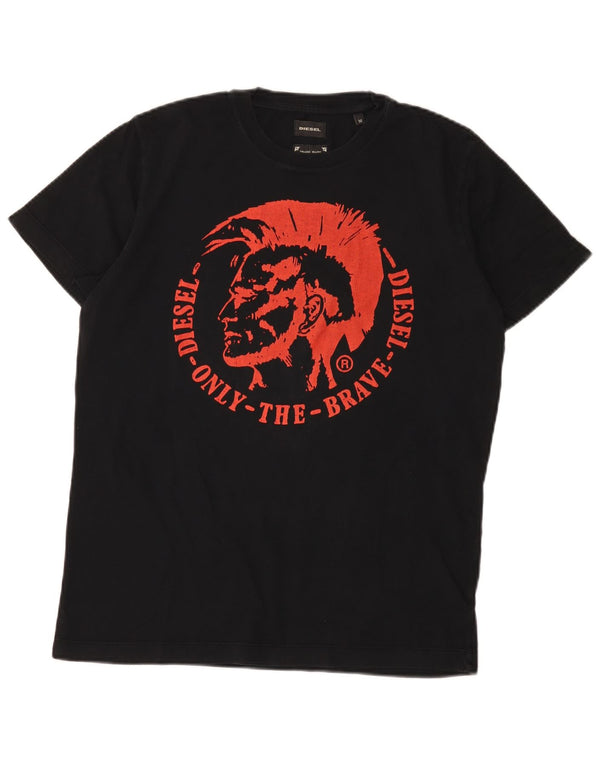 Diesel Herre Grafisk T-Shirt Top Medium Sort Bomuld