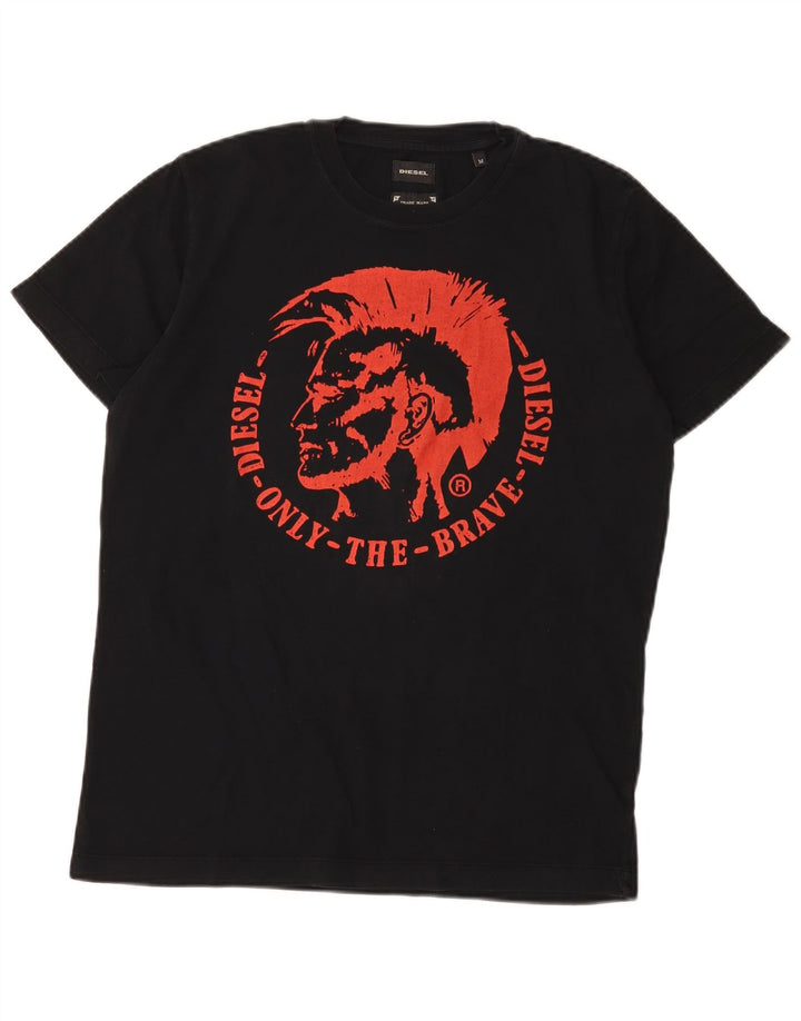Diesel Herre Grafisk T-Shirt Top Medium Sort Bomuld
