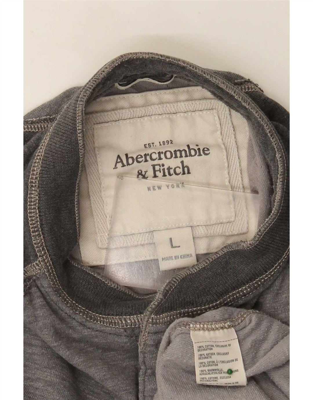 Abercrombie & Fitch Herre top 3/4 ærmet, stort gråt bomuld
