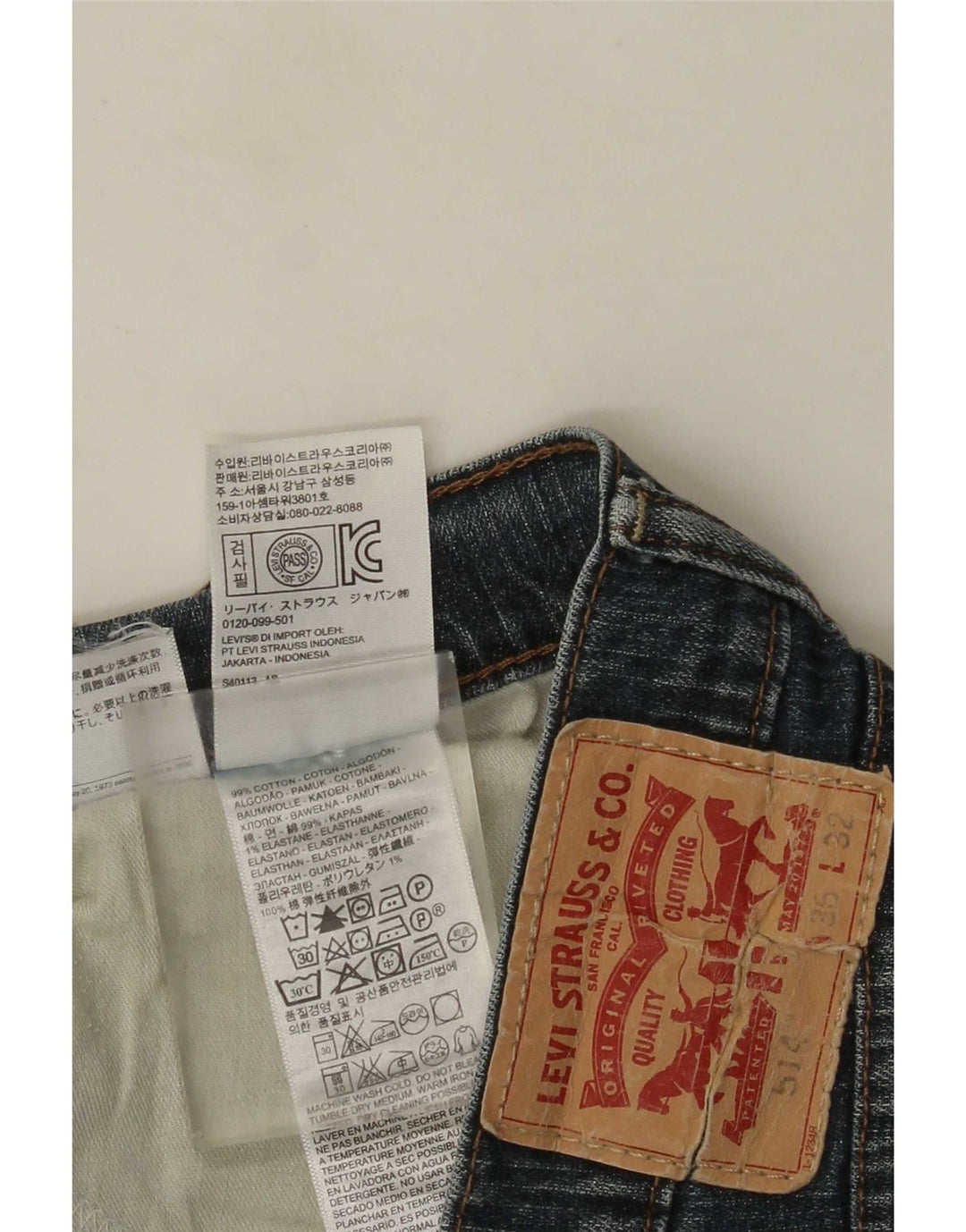 Levi's Herre 514 lige jeans W36 L32 blå bomuld