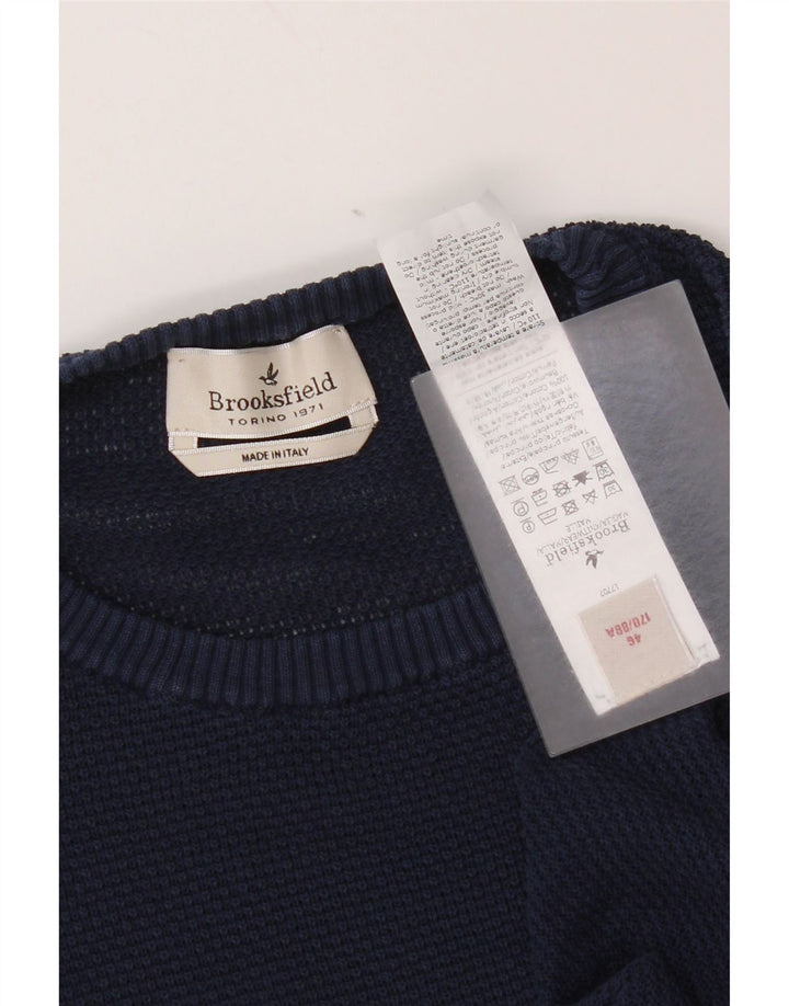 Brooksfield Herre rund hals sweater IT 46 lille marineblå bomuld