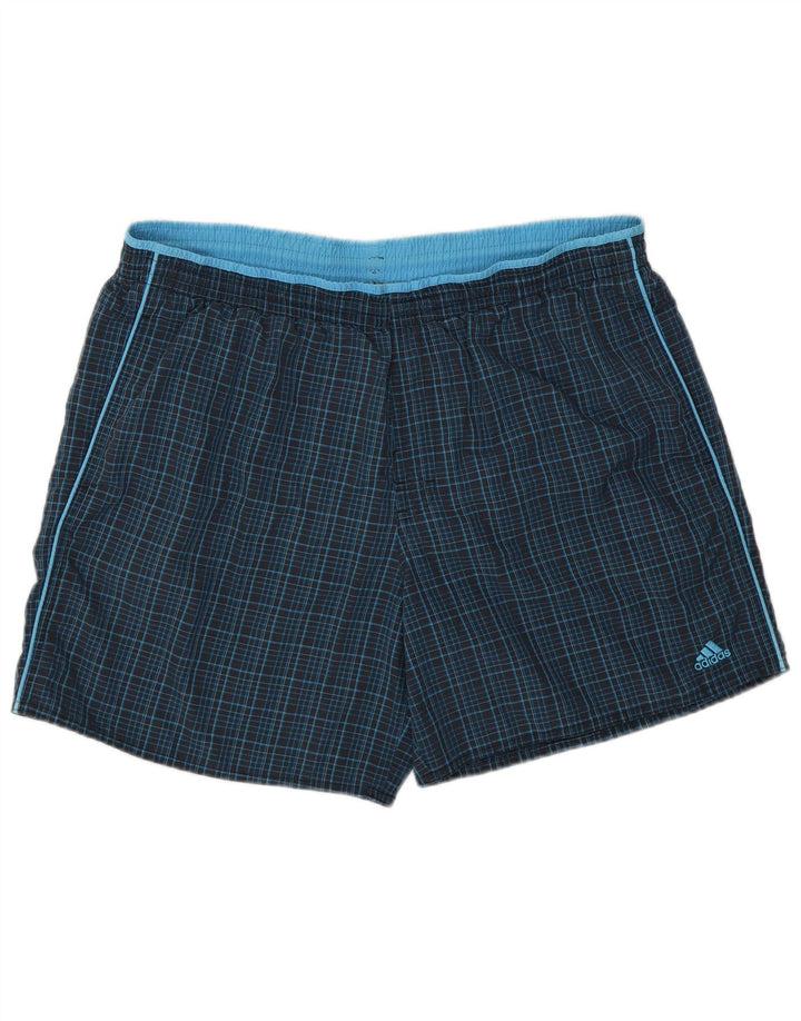Adidas badeshorts til mænd XL marineblå ternet polyamid