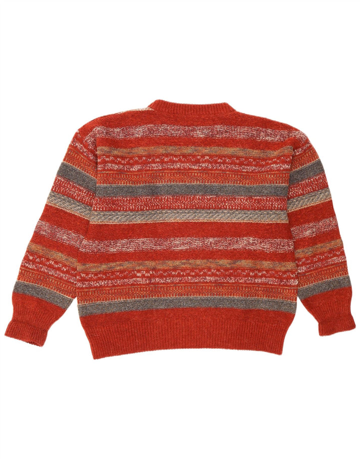 Vintage herre rund hals sweater medium rød stribet