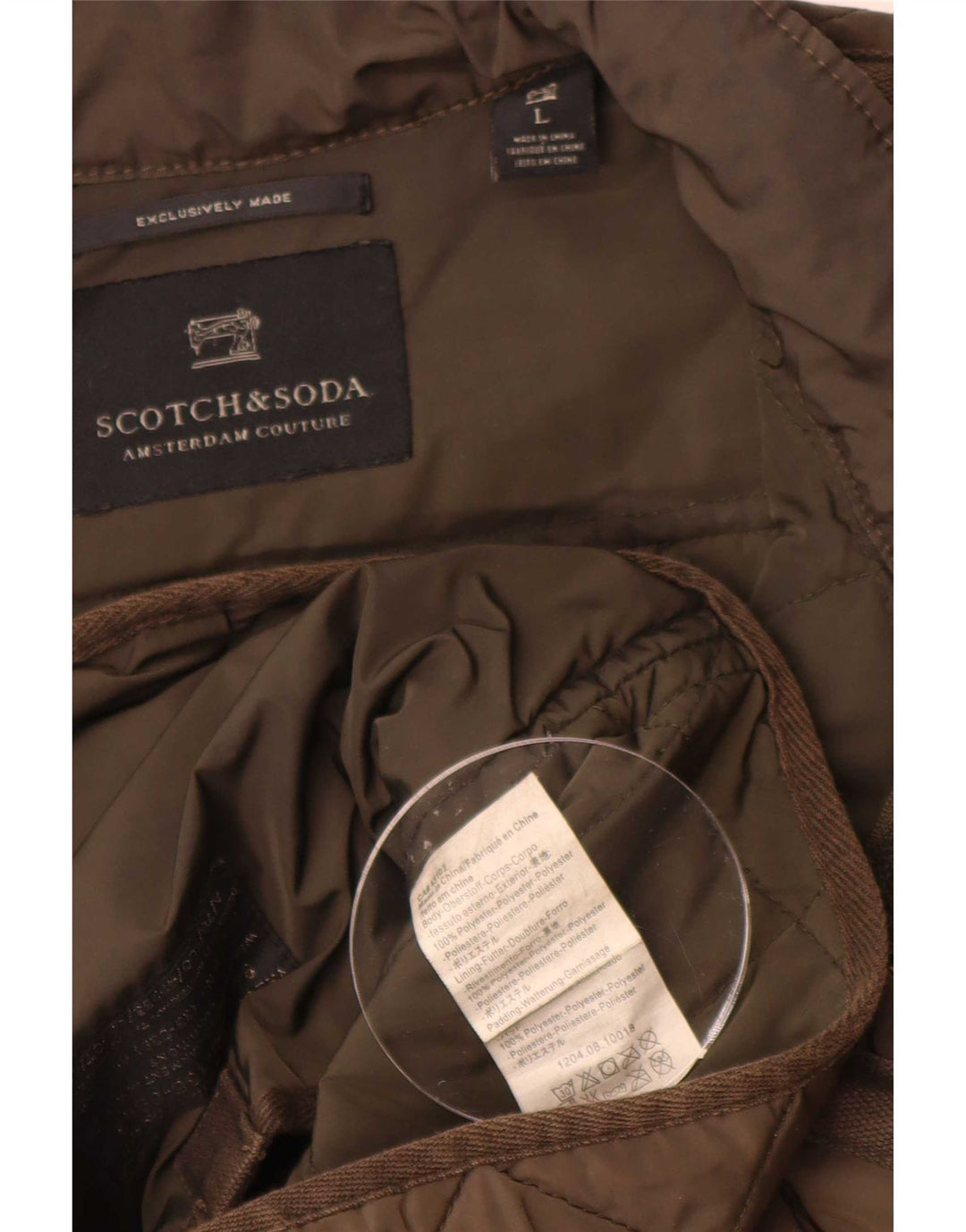 Scotch & Soda Herre quiltet jakke UK 40 Stor Khaki Polyester