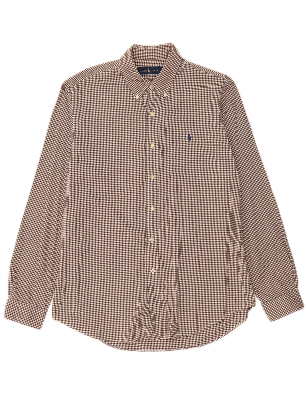 Ralph Lauren Herre flannelskjorte Stor brun Gingham Bomuld