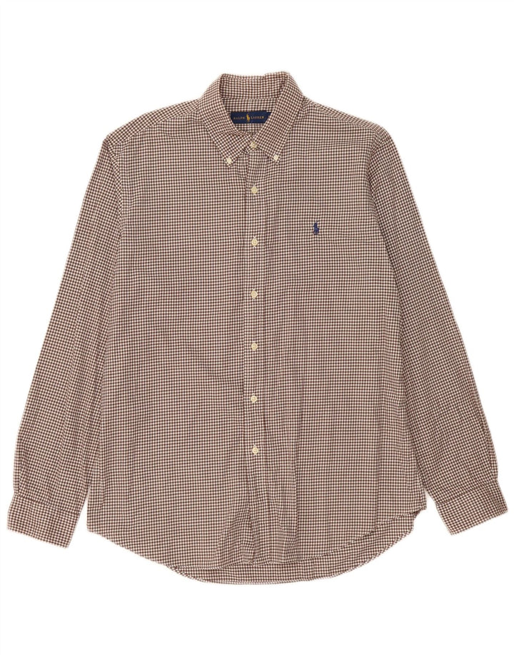 Ralph Lauren Herre flannelskjorte Stor brun Gingham Bomuld