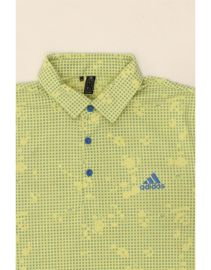 ADIDAS Mens Abstract Pattern Polo Shirt Small Green Cotton Vintage Adidas and Second-Hand Adidas from Messina Hembry 