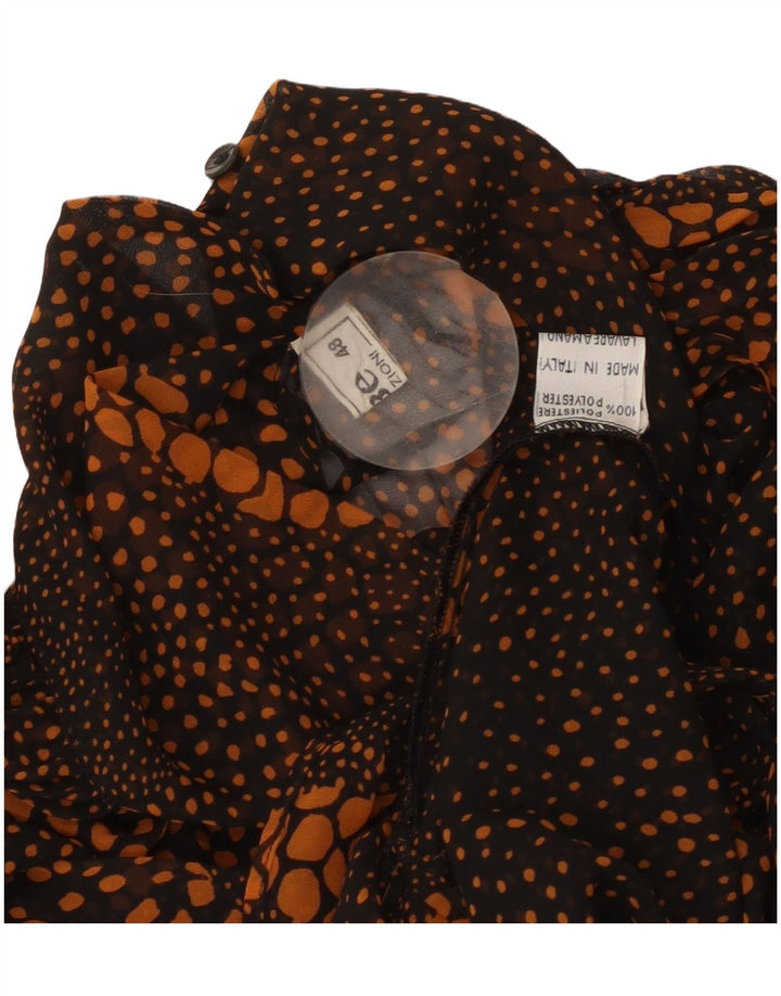 Vintage Dame Langærmet Oversized Bluse Top IT 48 XL Brun Plettet