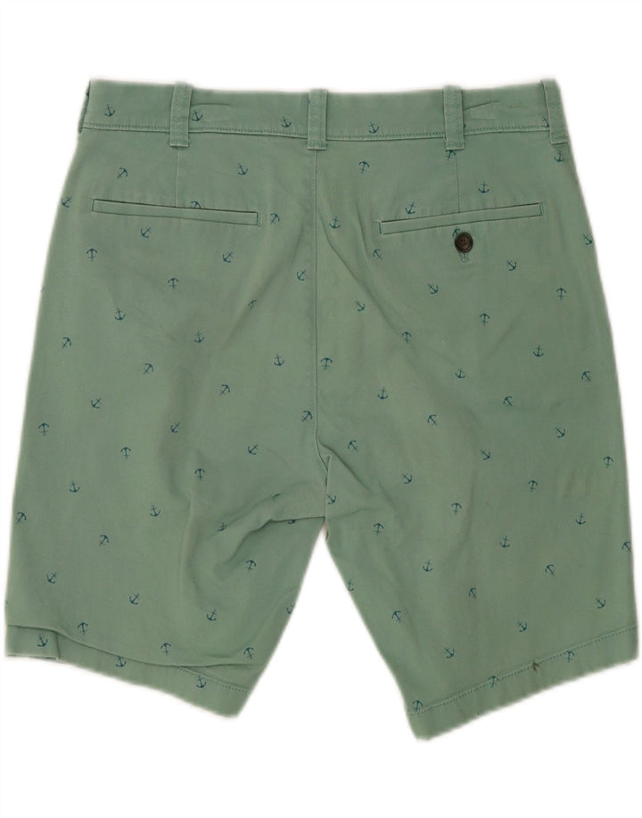 J. CREW Mens Abstract Pattern Chino Shorts W31 Medium  Green Cotton Vintage J. Crew and Second-Hand J. Crew from Messina Hembry 