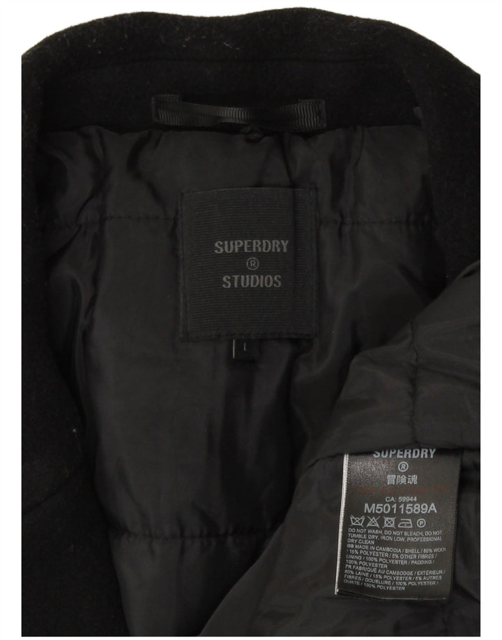 Superdry Herre Overfrakke UK 40 Large Black Wool