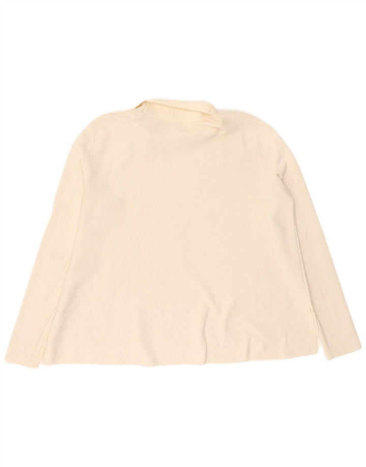 Cos Dame Loose Fit Roll Neck Bluse Top UK 14 Medium Off White Bomuld