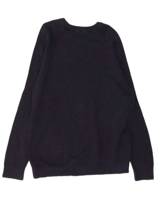 ZARA Herre Boat Neck Jumper Sweater XL Navy Blue Bomuld