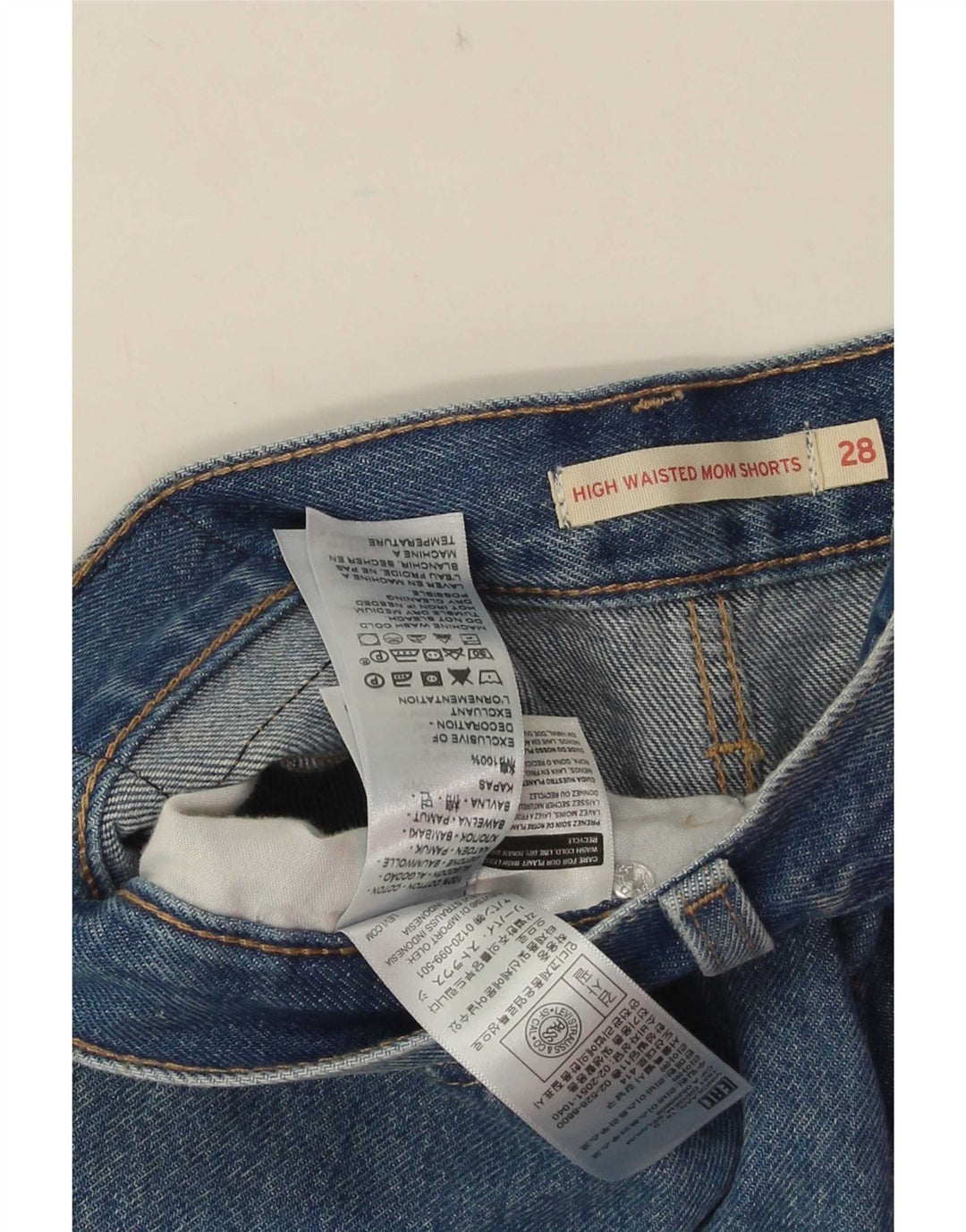 Levi's Dame Mom Højtaljede denimshorts W28 Mellemblå Bomuld