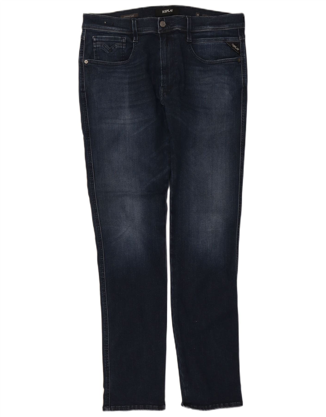REPLAY Womens Flex Slim Jeans W36 L34 Marineblå Bomuld