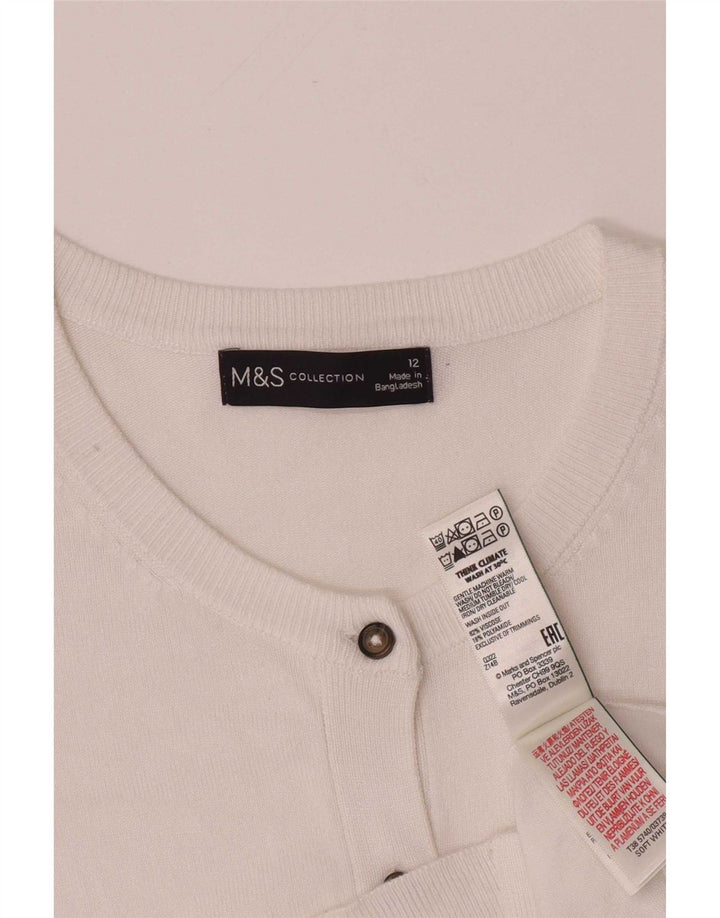 Marks & Spencer Dame Cardigan Sweater UK 12 Medium White Viscose