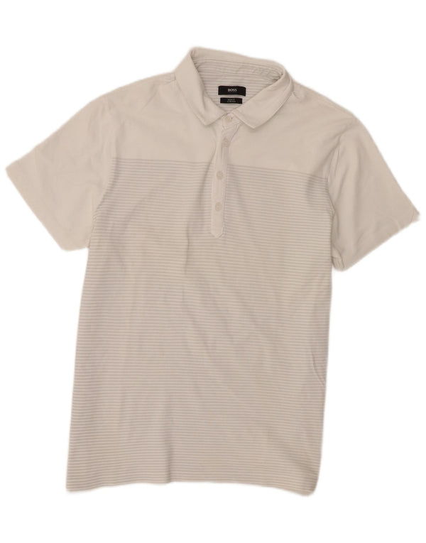 Hugo Boss Herre Slim Fit Polo Shirt 2XL Hvid Nålestribet Bomuld