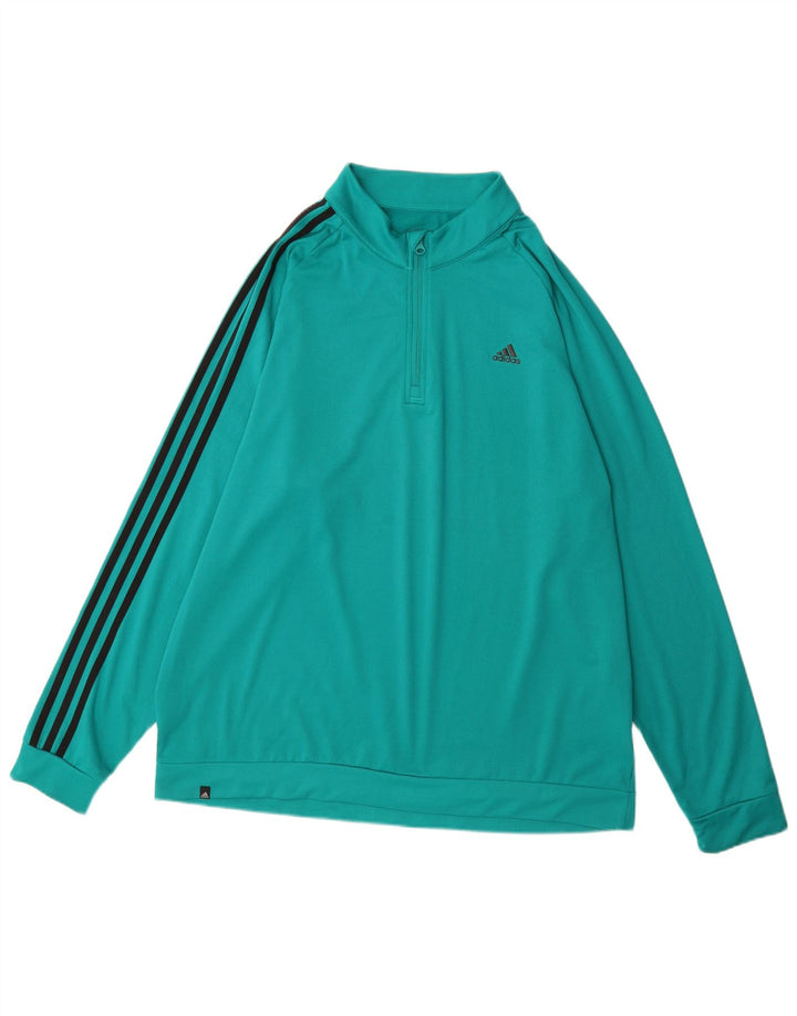 ADIDAS Pullover med lynlås til mænd, træningsdragt XL turkis polyester