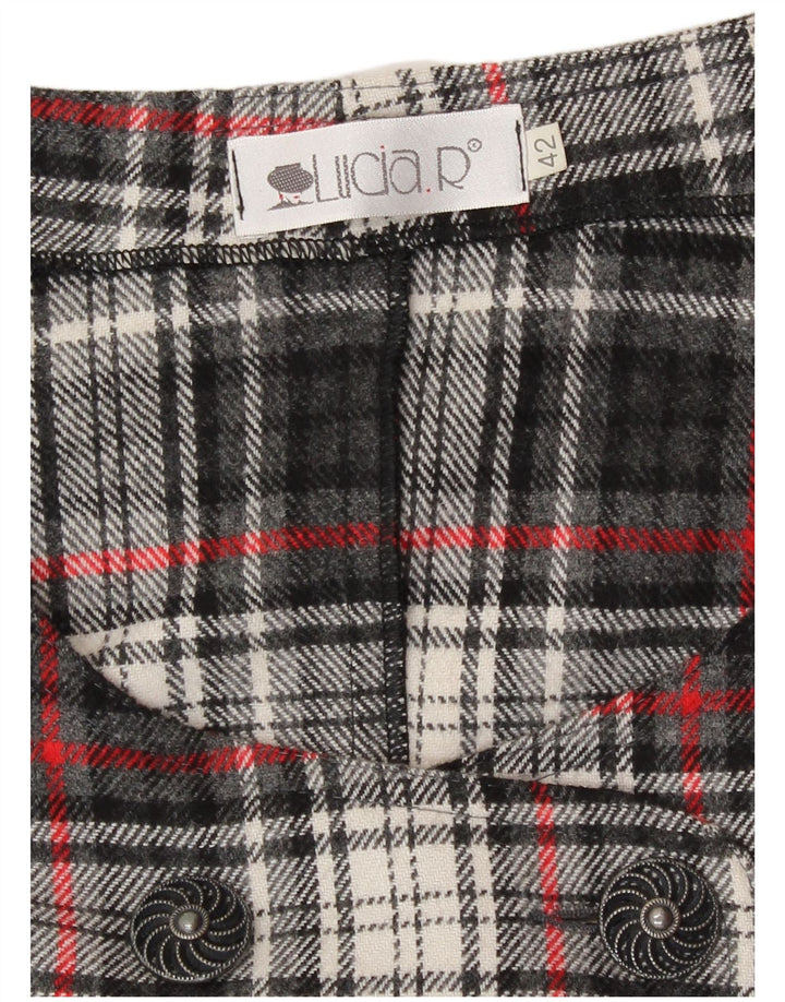 Vintage Kvinder Regular Fit Pinafore Dress IT 42 Medium Grey Plaid Retro